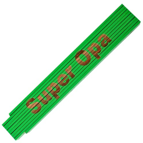 TE-Trend Zollstock mit Gravur personalisierter Meterstab 2m Gliedermaßstab Meter Metermaß Super Opa Grün