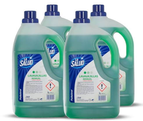 Pack de 4 Lavavajillas Manual La Salud Profesional 5 L Total 20 L | Detergente Líquido para Lavar Platos a Mano | Formato Ahorro para Vajilla y Cocina