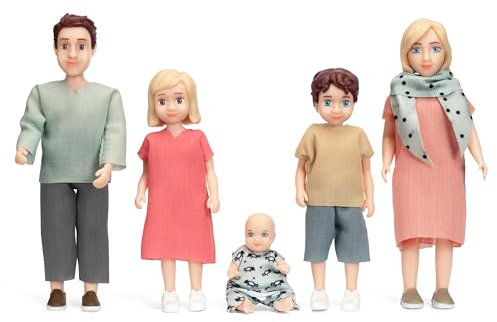 Lundby Puppen für Puppenhaus-Familie – Puppenfamilie Charlie – Biegepuppen – Zubehör & Figuren – Maßstab 1:18