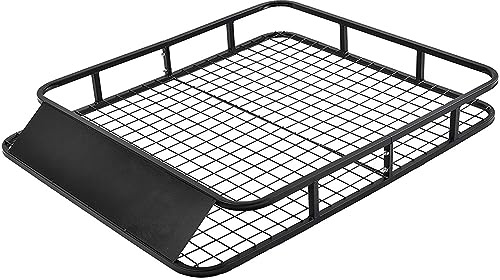 COSTWAY Portapacchi Auto Universale in Ferro, Supporto 80kg | Cesto Portapacchi Auto da Tetto 122,5 x 102 x 15 cm, Nero (stile 2)
