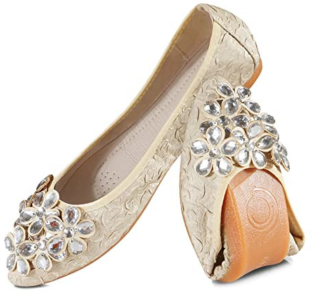 MACHSWON Womens Ballet Flat Black Pumps Ladies Bride Dolly Ballerina with Sparkly Rhinestone Work Office Formal Comfort Pointed Toe Slip On Wedding Flats Shoes(Apricot, Size 7.5)