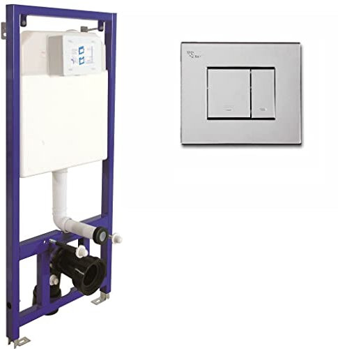 Elemento a parete da incasso per WC, cassetta di risciacquo a incasso ECO, elemento di montaggio, unità a parete e piastra con maniglia a leva, piastra di pressione 6