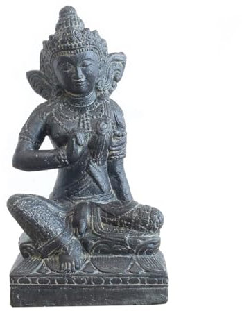 Oriental Galerie Sri Dewi Skulptur Stein Lavasand Indonesien Bali Gott Hinduismus Steinfigur Stein Figur Frostfest für innen oder außen sitzend 35 cm