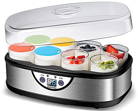 HMTE Yogurt Maker,Máquina eléctrica de Yogur-Máquina automática de fermentación de Gran Capacidad con Forro de Vaso de Vidrio, máquina de Helado instantáneo de Postre (Color : Default)