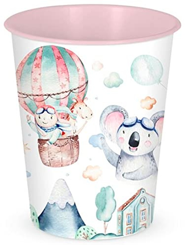 Acan Tradineur - Papelera de plástico decorada infantil, cubo de basura cilíndrico para estudio, dormitorio de niños (Modelo Volar, 25,5 x 21,5 cm, 6 litros)