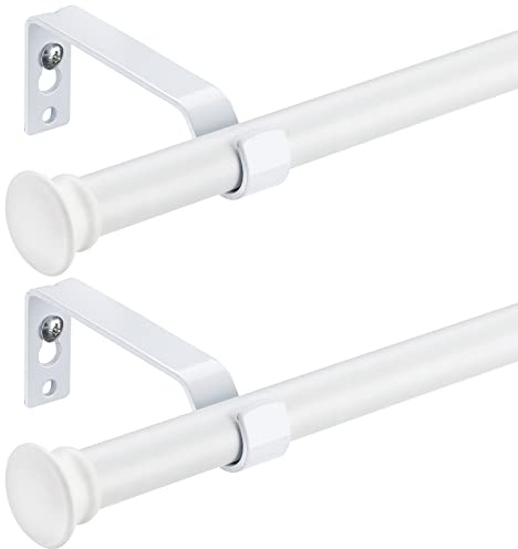 Bastone da tenda 2 Pezzi, Bianco,16mm,71 bis 210 CM Aste per Tende Bianco per Finestra Singtola con Staffe, Regolabile Asta per Tenda per Finestra
