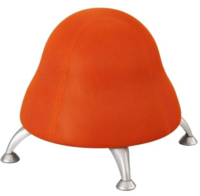 Pemberly Row Low Profile Vinyl Upholstered Ball Chair, Orange Finish, Powder Coated Legs, Anti-Burst Stability Ball, Supports up to 250 lbs, Active Seating for Office or Kids Use