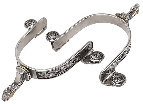 OUKENS EIN Paar Stiefelsporen, Western-Cowboy-Sporen aus Edelstahl Mit Vintage-Blattmuster, Rollerball-Sporen Für Outdoor-Pferdetraining, Reitausrüstung