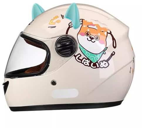 QJWMatic Casco De Motocicleta para Niños Casco Integral Ligero Eléctrico Cuatro Estaciones con Visera Solar, Niños Y Niñas De 3 A 12 Años B,48-55CM