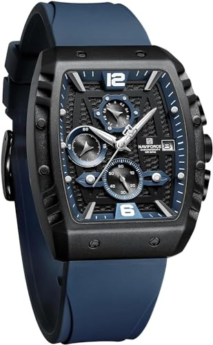 NAVIFORCE Orologio sportivo impermeabile da uomo, cinturino in silicone colorato, orologio da polso al quarzo con data automatica (blu), Blu, moderno