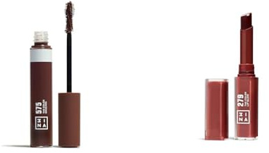3INA MAKEUP - The Color Mascara 575 + The Color Lip Glow 279 - Mascara für Volumen und Länge - Lippenstift mit Vitamin E für Lippen zu Nähren - Vegan - Cruelty Free
