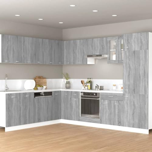 Homgoday Klapphängeschrank mit Tür Küchenhängeschränke Küchenschrank Küche Hängeschrank Küchenmöbel Oberschrank Küchenschrank Modern Grau Sonoma 60x31x40 cm Holzwerkstoff