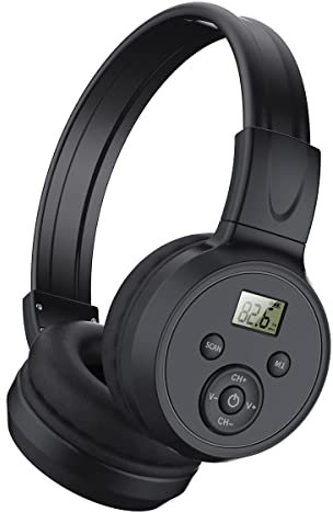 Rtauhife Portable Wireless FM Radio Headphones, Rechargeable FM Radio Headset Receiver for Meeting, Daily Works, Hiking, Jogging