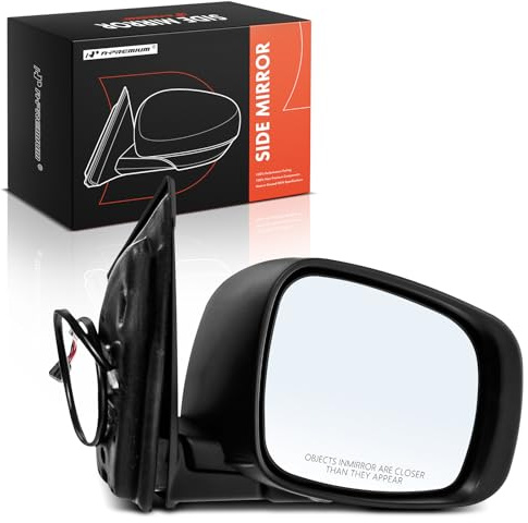 A-Premium Passenger Side Power Door Mirror - Compatible with Dodge Grand Caravan & Chrysler Town & Country, 2008-2010 - Heated Manual Folding Black Textured Outside Rear View Mirror