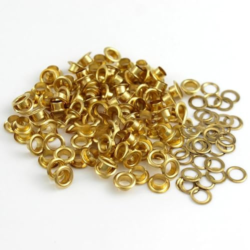 Mcoser Lot de 50 œillets en métal doré de 10 mm avec rondelles pour vêtements, chaussures, ceintures, sacs, projets de bricolage