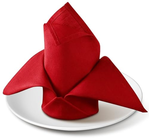 Tutamaz Tygservetter, bomull, set med 6 st, servetter, tyg, storlek 46 x 46 cm, vinröd bordsservetter, tyg med rumsad kant, för bröllop, jul, hotell, restaurang, maskintvättbar