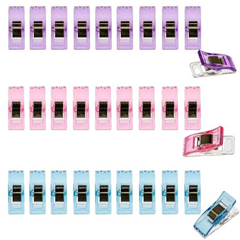 30 Stück Nähklammern Kunststoff, Stoffklammern Zum Nähen, Nähclips Mehrzweck, Mehrfarbig Nähen Zubehöre, für Quilting Halten Stofflagen Fest Zusammen, Nähmaschinenhelfer Kurzwaren