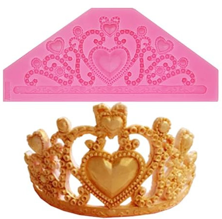 Epoxidharz-Formen, 19 x 8 x 0,6 cm, Herzform, Krone, Kunstharz, Silikonform, Küchen-Backwerkzeug, Kuchen, Schokolade, Spitze, Dekoration, Dessert, Fondant