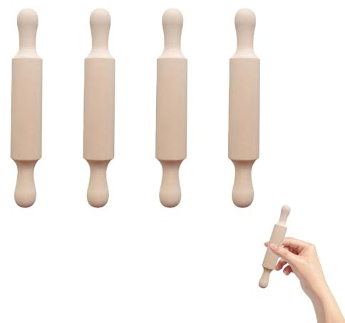 4Pcs Rolling Pin for Baking,Clay Pins,Playdough Wooden Rollers,Fondant Small Roller,Kids Play Mini,Wood Dough Products,Pizza Tools Accessories,Craft Dumpling Housewares Equipment,for Embossed Pastry