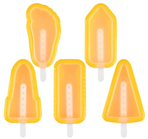 GWAWG 5Pcs Reusable Silicone Ice Lolly Moulds with Sticks, BPA Free, Ice Cream Mould Food Grade Silicone Ice Pop Maker, Popsicle Molds for DIY Soothing Teethers