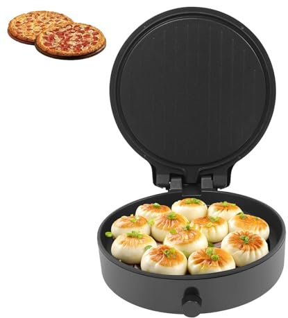 Forno elettrico per pizza con pancake, macchina per pizza elettrica da banco da 12 pollici con design a temperatura regolabile, forno per pizza commerciale per uso interno per pizzeria e ristorante,