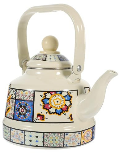 KICHOUSE Hervidor De Agua Retro De Enameled Para Cocinas De Inducción y Estufas Material y Vintage Para Calentar Agua y Preparar