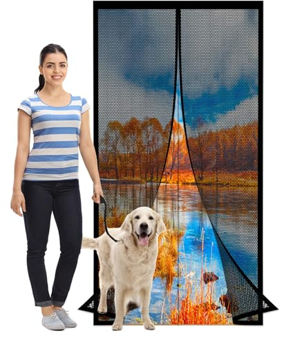Magnetic Fly Screen Door Curtain 116 x 200 cm Mesh Fly Curtain No Drilling High Density Bug Mosquito for Doors and Patio Doors, Black