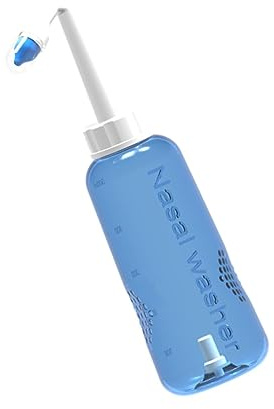 DEARMAMY 500-ml Nasenspülflasche aus Kunststoff mit Wasserflusssteuerung und Zwei Düsen für Erwachsene und Kinder zur Effektiven Nasenreinigung zu Hause