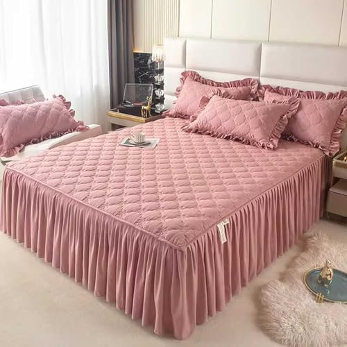 HLTQL Bett Husse Box Spring Bett Bettrock Elastisch Bed Skirts & Valances Bettrock Tagesdecke 180x200 RüSchen(#3,180x220cm)