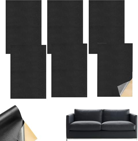 ZYEKIU Kunstleder Selbstklebend 6 Stück 20x30cm Lederflicken Selbstklebend | Wasserdicht und Verschleißfest Kunstleder Reparaturset DIY Leder Patch Selbstklebend für Sofas Handtaschen Jacken Autositze