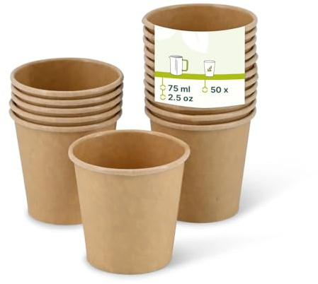 GREENBOX Portionsbecher aus Karton (beschichtet) 75 ml, Ø 62 mm, braun