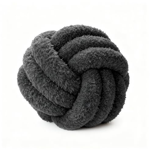 Yawnandu Throw Pillows - Knot Ball Pillow Throw Cushion Home Sofa Decoration Plush Knotted Handmade Round Pillows Grey 8 Inch