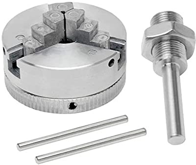 Generic Portabrocas de Torno de 4 Mordazas, Accesorio de Abrazadera Opcional de Aleación de Zinc con Biela, Portabrocas de Torneado de Madera Autocentrante para Mini Torno de (Biela y mandril de 3