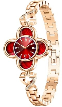 Bewinner Smart-Armbanduhr für Damen mit Bluetooth-WiFi, Vierblättriges Kleeblatt-Design, 30 M Wasserdicht, Metall, Tragbarer Fitness-Tracker, Schlaf- und Sport-Tracking, Roségold