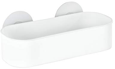 WENKO Static-Loc® Wandablage Osimo, Befestigung ohne Bohren, Duschablage für Seife, Shampoo, & Co., praktisches Wandregal fürs Badezimmer aus bruchsicherem, weißem Kunststoff, 27 x 9,5 x 12 cm