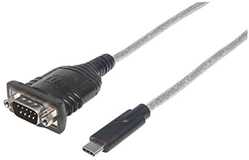 Manhattan Conversor USB Tipo C a Serie (para conectar un Dispositivo Serie a un Puerto USB Tipo C, chipset Prolific PL-2303RA, 0,45 m) DB9 151283