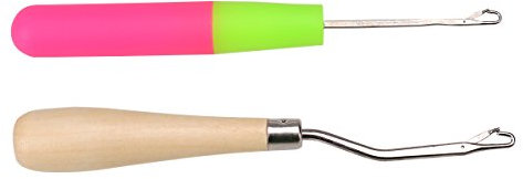 Rosenice Knüpfnadel aus Holz und Kunststoff, gebogen, Häkelnadel, 2 Stück