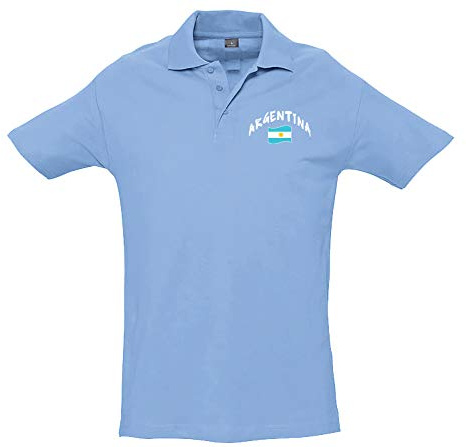 Supportershop Unisex Rugby Polo Shirt Argentina Sky Blue Rugby Polo Shirt Argentina Sky Blue