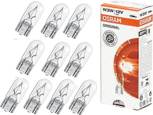10x Osram W3W 12V T10 W2.1x9x5d 2821 Standard Bremslicht Hecklicht Parklicht Lizenzlicht Ersatz Halogen Auto Lampe E-geprüft