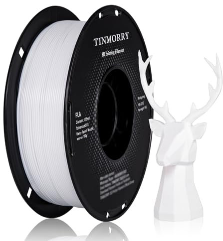 TINMORRY PLA Filament 1.75mm, Schnelles PLA 3D Druck Filament, Kompatibel mit den meisten FDM 3D Druckern, 1 KG 1 Spule, Kühles Weiß