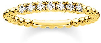 THOMAS SABO Ring Kugeln mit weißen Steinen gold 925 Sterlingsilber, 750 Gelbgold Vergoldung