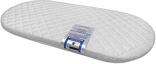Ease-n-Comfort Moses Basket Mattress - Nursery Furniture Baby Wicker Crib Oval Shaped Foam Protector, Quilted Breathable Washable Cover - Portable Baby Bassinets Pram Bedding (75 x 28 x 4 cm)