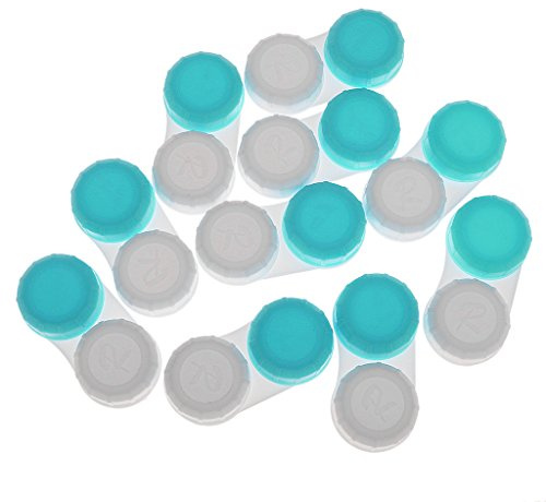 Cajas dobles para lentes de contacto Contenedor portátil para viajes exteriores, paquete de 10 (azul)