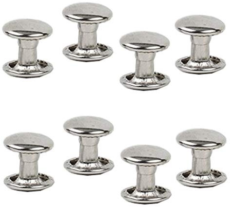 100 Sets silberne Edelstahl-Leder-Nieten Doppelkappe Nieten röhrenförmige Metallnieten Reparaturen Dekoration Handwerk Zubehör für Leder Handwerk Kleidung Schuhe Taschen Gürtel (7 mm)