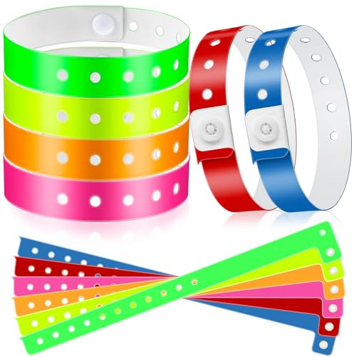 Jetec 48 Pieces Vinyl Plastic Wristband for Events Concerts Carnivals Nightclubs Disposable Wristband for Finger Sucking Prevention, Multi-Color(Classic Style)