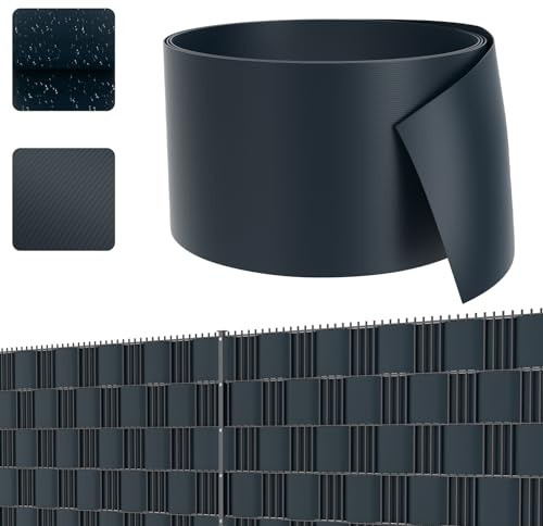UISEBRT Bandes brise-vue en PVC rigide pour clôture à double tige 20 pièces Rouleau de protection visuelle opaque, protection contre le vent pour jardin et balcon, 2,5m x 19cm Anthracite