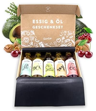 Timber Taste® Vital Öl Geschenkset Frauen - 5 Würzöle & Aromaöle zum Kochen | x40 ml vitale Aroma-Würzöle - veganes Feinkost-Set, Geschenk für Frauen & Hobbyköchinnen zum Geburtstag oder als Mitbringsel