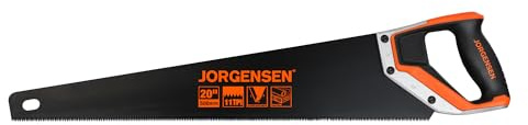 JORGENSEN 20 Inch Black Coated Pro Hand Saw, 11 TPI Fine-Cut Ergonomic Non-Slip Aluminum Ultrasonic Welding Handle for Sawing, Trimming, Gardening, Woodworking, Drywall, Plastic Pipes