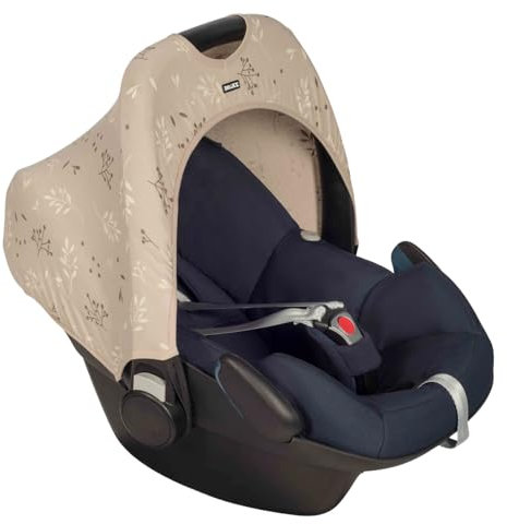 Original Dooky Hoody Sonnenschutz Sonnenverdeck für Babyschalen oder Kinderwagen (Design: Romantic Leaves Beige, inkl. UV-Schutz 40+, Altersgruppe 0+, Universal geeignet für die meisten Marken) Beige