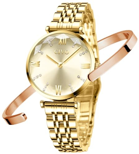 CIVO Damenuhr Edelstahl Sternenhimmel Armbanduhr: Wasserdicht Uhren Damen Analog Quarz - Designer Klassische Frauen Uhr Geschenk